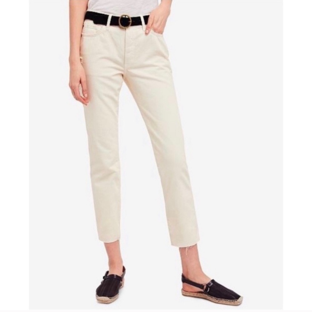 Free People Slim Raw Hem Boyfriend jeans Ivory 26